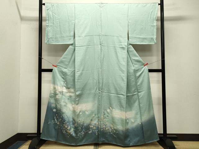 平和屋着物●豪華色留袖　枝梅花文　暈し染め　銀彩　正絹　逸品　CABA1589gh
