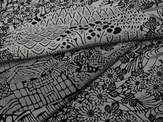 平和屋着物●上質な小紋　風景草花文　鬼しぼ縮緬　正絹　逸品　CABA1626ut