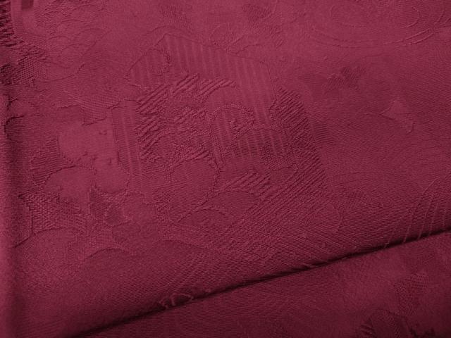 平和屋着物●上質な色無地　立波吉祥花地紋　中紅色　正絹　逸品　CABA1686ut 平和屋着物○上質な色無地 立波吉祥花地紋 中紅色 正絹 逸品