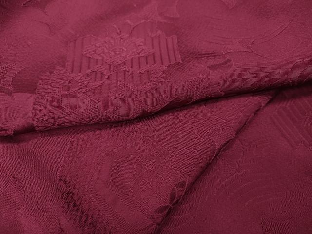 平和屋着物●上質な色無地　立波吉祥花地紋　中紅色　正絹　逸品　CABA1686ut