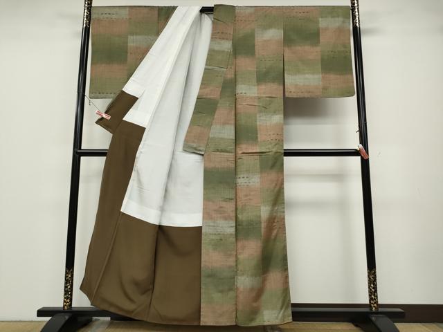 平和屋着物●上質な紬　霞横段文　正絹　逸品　CABA1700ut 平和屋着物○上質な紬 霞横段文 正絹 逸品 CABA1700ut