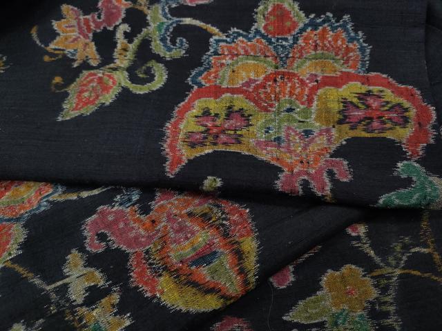 平和屋着物●上質な紬　更紗花文　正絹　逸品　CABA1703ut