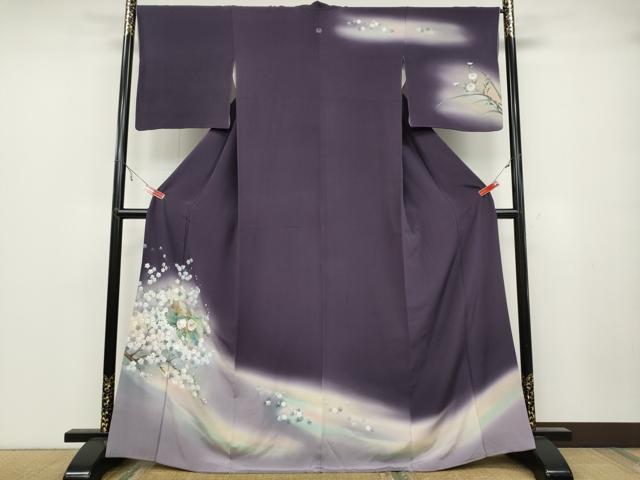 平和屋着物●訪問着　手描き　地紙枝梅文　暈し染め　金銀彩　正絹　逸品　CABA1711ut