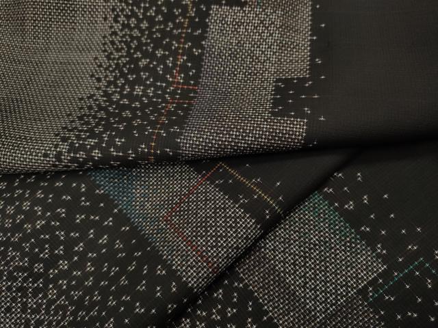 平和屋着物●本場大島紬　9マルキ　短冊重ね間道　やまと誂製　正絹　逸品　CABA1718ut