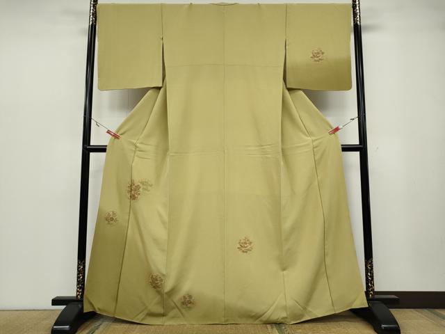 平和屋着物●訪問着　刺繍　雪輪飛鳥花文　暈し染め　正絹　逸品　CABA1731ut