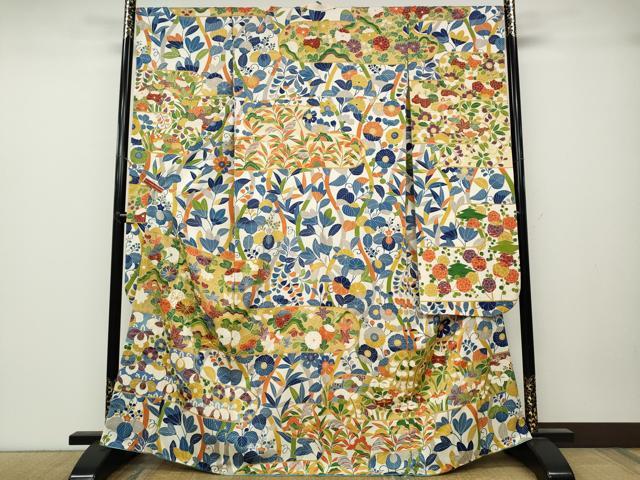 平和屋着物●豪華振袖　駒刺繍　エ霞草花文　金彩　ますいわ屋扱い　正絹　逸品　CABA1732ut