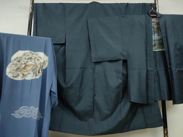 平和屋着物●男性　紬　アンサンブル・長襦袢セット　吉祥文　正絹　逸品　CABA1740ut