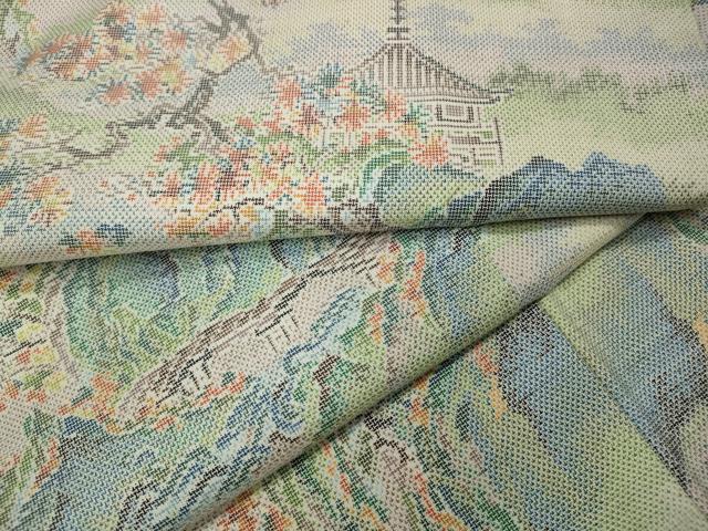 平和屋着物●都喜ヱ門　本場大島紬　白大島　9マルキ　風景草木文　藤絹織物謹製　正絹　逸品　CABA1787ut