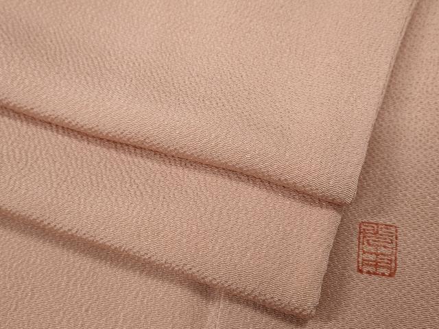 平和屋着物●上質な色無地　作家物　一斤染色　鬼しぼ縮緬　正絹　逸品　CABA1838ut