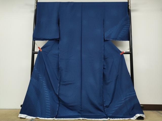 平和屋着物●訪問着　天然泥藍製造集団　藍染苑　流線花文　仮絵羽　正絹　逸品　未使用　CABA1846ut