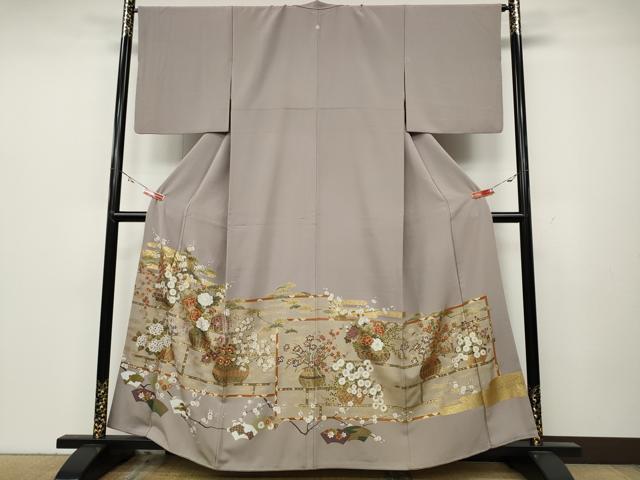 平和屋着物●豪華色留袖　地紙花籠文　金彩　正絹　逸品　CABA1848ut