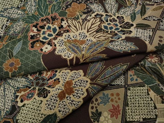 平和屋着物●上質な小紋　道長草花文　正絹　逸品　CABA1869ut