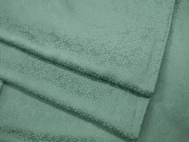 平和屋着物●上質な色無地　舞花地紋　錆青磁色　正絹　逸品　CABA1892ut