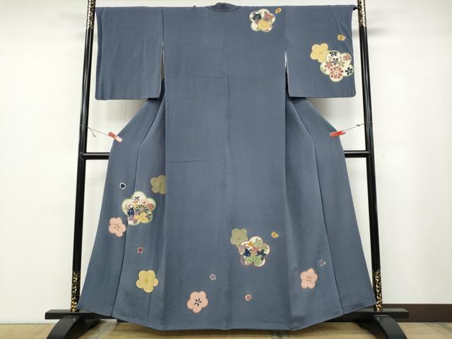 平和屋着物●訪問着　舞花文　金彩　鬼しぼ縮緬　正絹　逸品　CABA1917ut