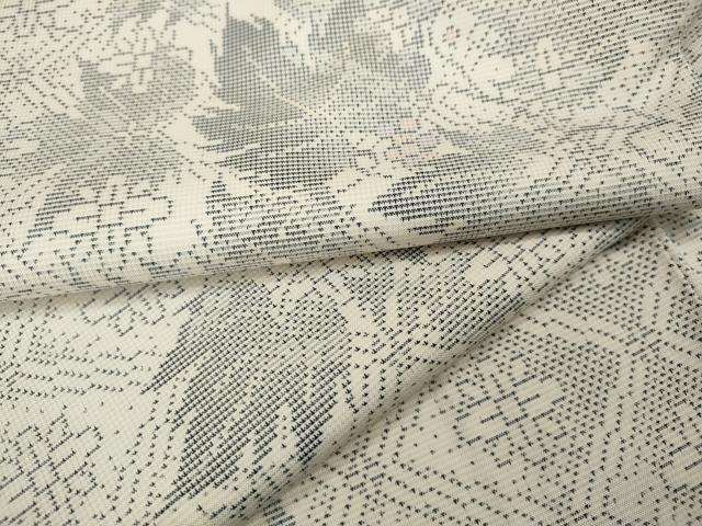 平和屋着物●本場大島紬　白大島　9マルキ　南天文　正絹　逸品　CABA1921ut