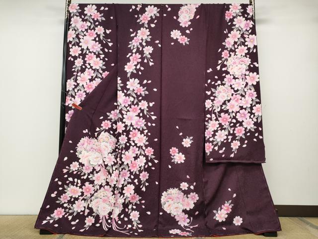 平和屋着物●豪華振袖　刺繍　花束　枝垂れ花文　銀通し地　仮絵羽　逸品　未使用　CABA1926ut