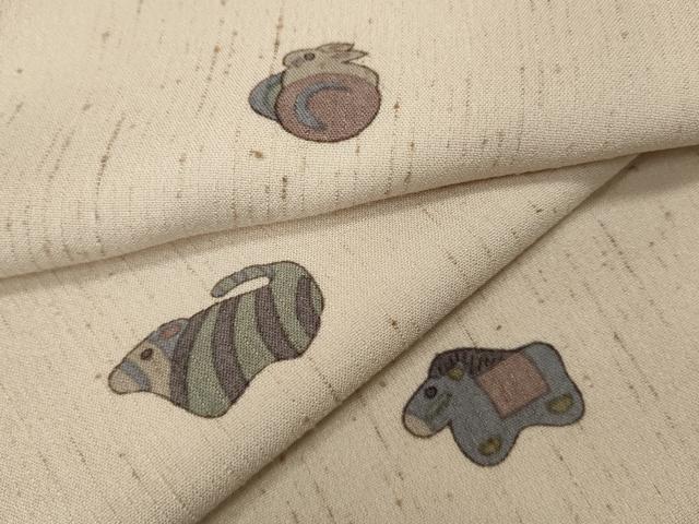 平和屋着物●上質な小紋　紬地　十二支　正絹　逸品　CABA1935ut