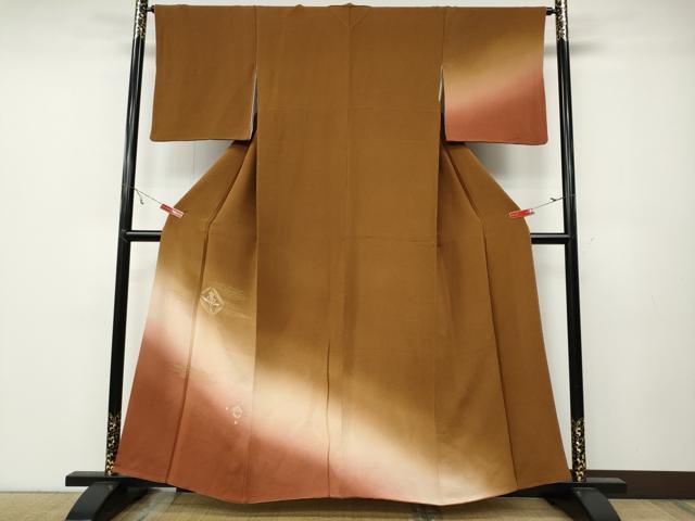 平和屋着物●訪問着　吉祥花文　暈し染め　金彩　鬼しぼ縮緬　正絹　逸品　CABA1936ut