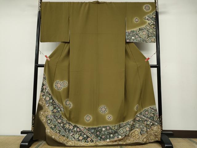 平和屋着物●訪問着　刺繍　正倉院エ霞花文　暈し染め　金糸　正絹　逸品　CABA1973ut