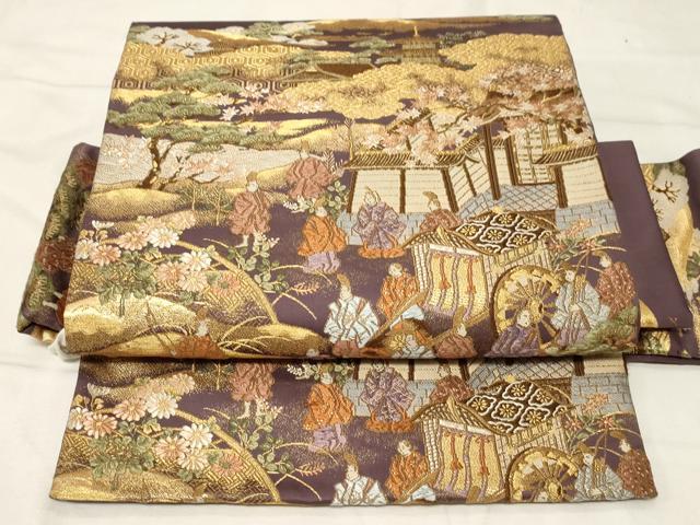 平和屋着物●つけ帯　唐織　人物文　金糸　正絹　逸品　CABA2175dy