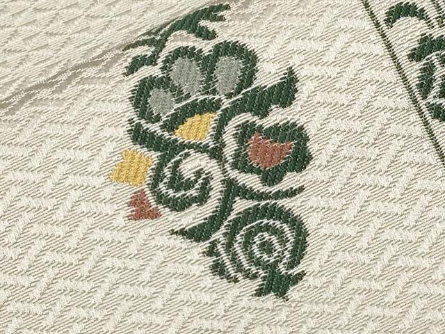 平和屋着物●本場筑前博多織　八寸名古屋帯　吉祥花文　正絹　逸品　未使用　CABA2184dy_3