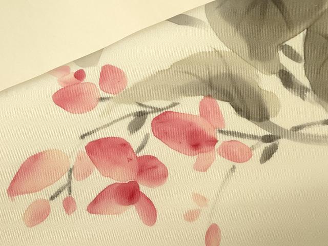 限定‼️激安‼️絹製塩瀬　九寸名古屋帯　作家物　手描き　草花文　正絹 平和屋着物○塩瀬 九寸名古屋帯 作家物 手描き 草花文 正絹 逸品