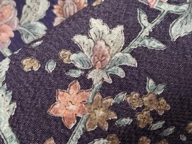 平和屋着物○全通柄 九寸名古屋帯 更紗花文 鬼しぼ