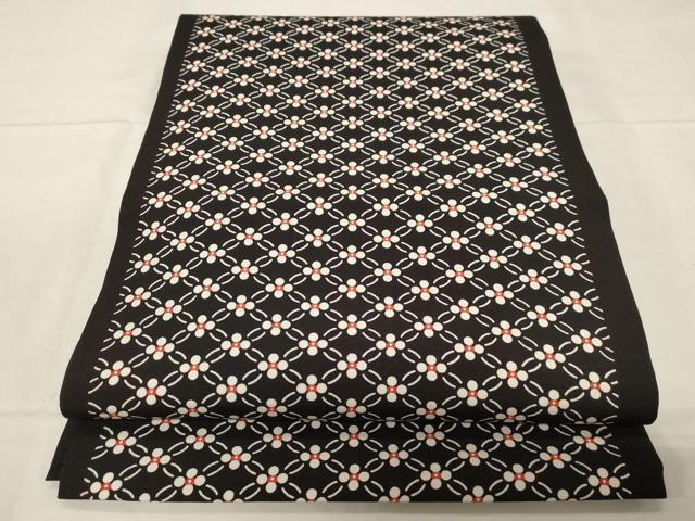 平和屋着物●九寸開き名古屋帯　菱花文　正絹　逸品　未使用　CABA2216dy