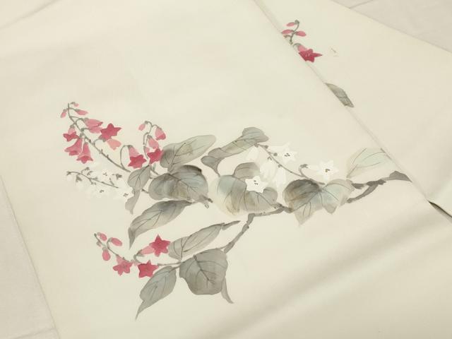 平和屋着物●塩瀬　九寸名古屋帯　作家物　手描き　草花文　金彩　正絹　逸品　CABA2220dy 平和屋着物○塩瀬 九寸名古屋帯 作家物 手描き 草花文 金彩 正絹