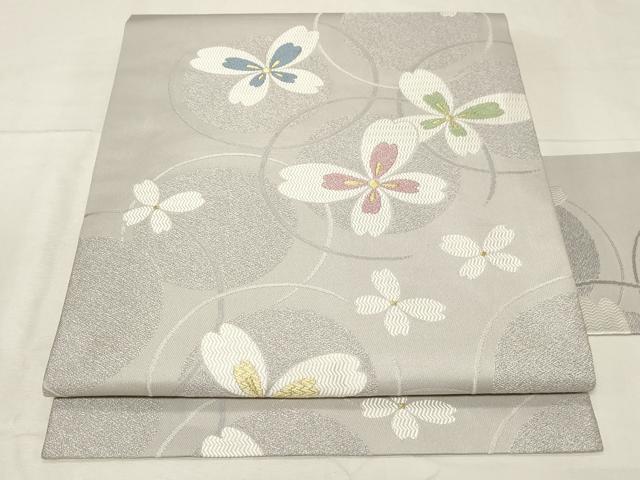 平和屋着物●九寸名古屋帯　唐織　舞花文　金糸　正絹　逸品　CABA2223dy