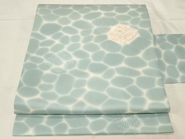 平和屋着物●全通柄　九寸名古屋帯　地紋起こし　手描き　草木文　正絹　逸品　未使用　CABA2248dy