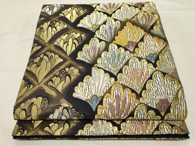 平和屋着物●六通柄袋帯　唐織　菊青海　金銀糸　正絹　逸品　CABA2276dy