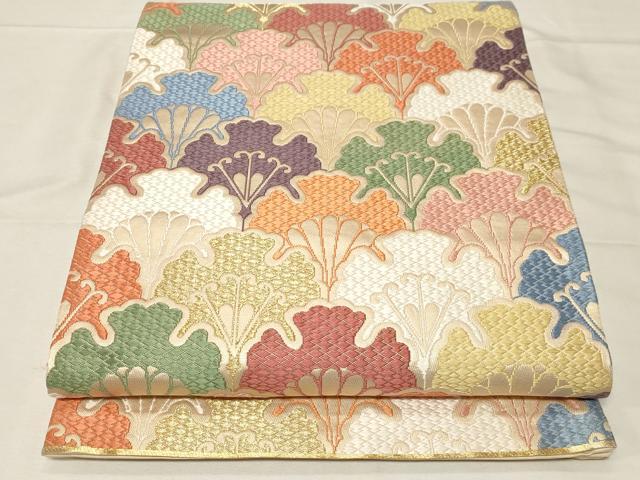 平和屋着物●六通柄袋帯　唐織　青海波　金糸　正絹　逸品　CABA2278dy