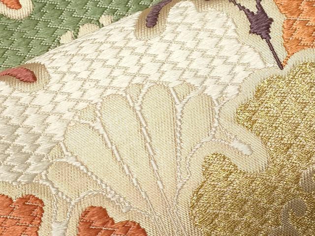 平和屋着物●六通柄袋帯　唐織　青海波　金糸　正絹　逸品　CABA2278dy 平和屋着物○六通柄袋帯 唐織 青海波 金糸 正絹 逸品 CABA2278dy