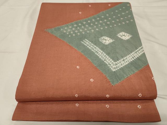 平和屋着物●全通柄袋帯　紬地　絞り　吉祥丸文　正絹　逸品　CABA2293dy