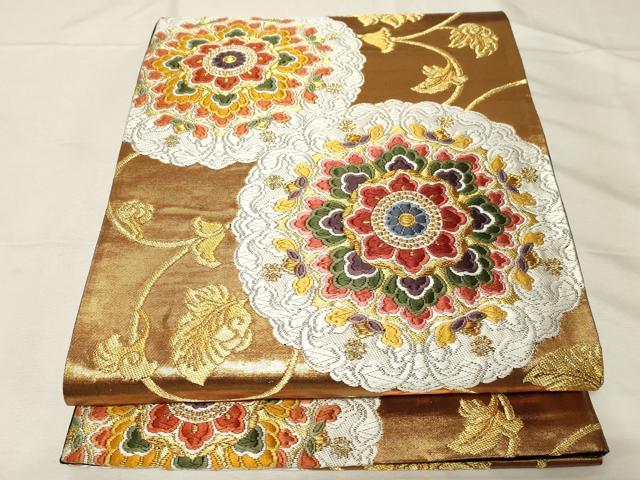 平和屋着物●唐織・西陣の老舗・名門・藤原織物　六通柄袋帯　唐織　正倉院更紗文　金糸　正絹　逸品　CABA2306dy