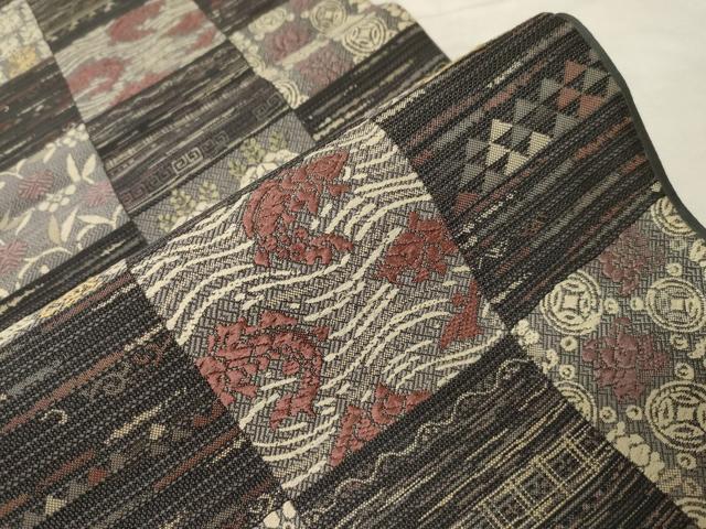 平和屋着物●六通柄袋帯　唐織　動物草花文　名物裂　金糸　正絹　逸品　CABA2310dy 平和屋着物○六通柄袋帯 唐織 動物草花文 名物裂 金糸 正絹