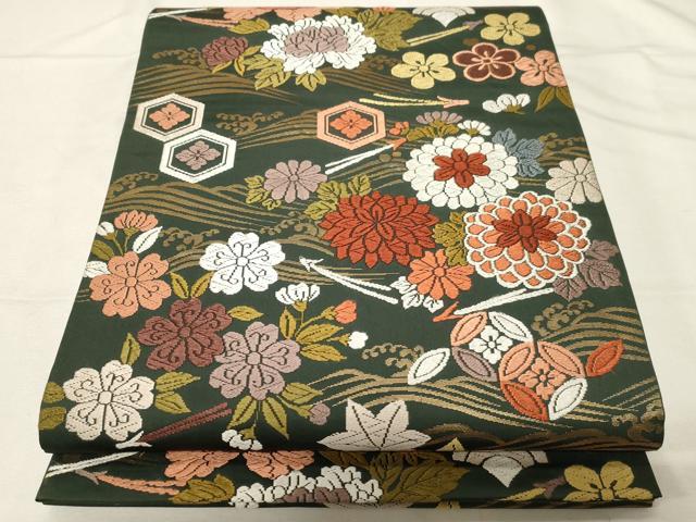 平和屋着物●六通柄袋帯　唐織　能衣典雅錦　金糸　正絹　逸品　CABA2333dy