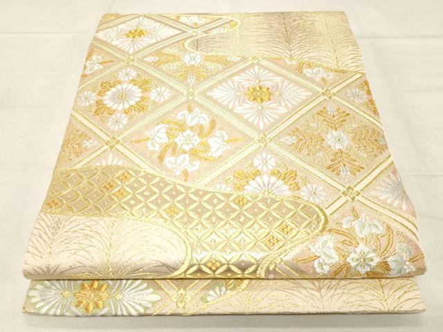 平和屋着物●六通柄　本袋帯　宮廷菱取華文　金糸　正絹　逸品　CABA2347dy