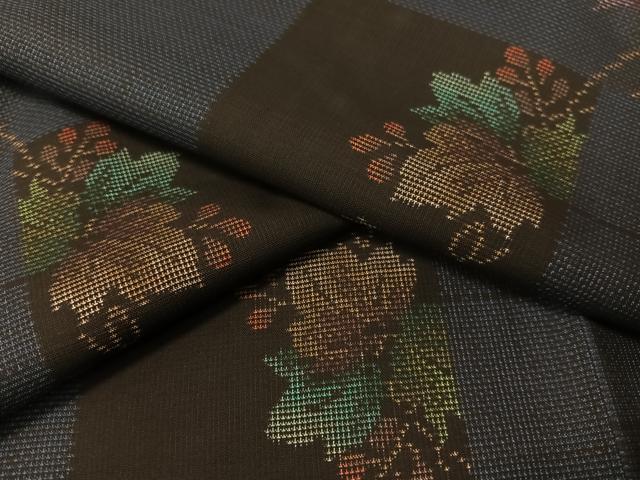 平和屋着物●本場大島紬　9マルキ　蔦の葉文　正絹　逸品　CABA4409vp