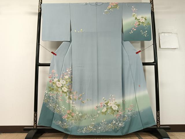 平和屋着物●訪問着　友禅　茂樹　草花文　暈し染め　正絹　逸品　CABA4414vp