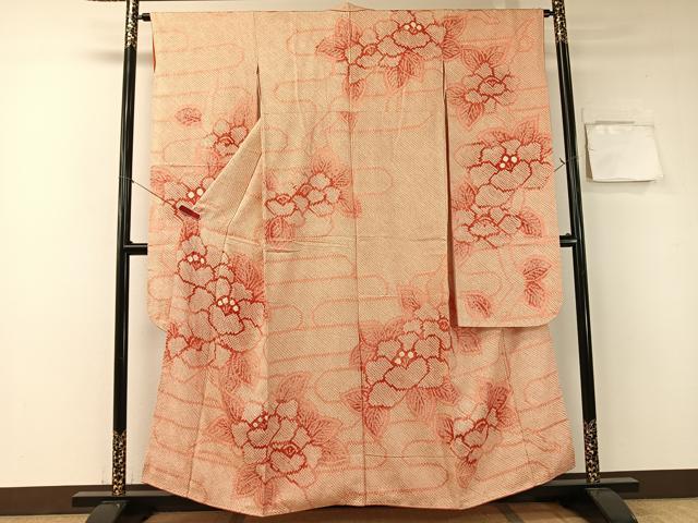 平和屋着物●豪華振袖　総絞り　霞牡丹文　正絹　逸品　CABA4622vp