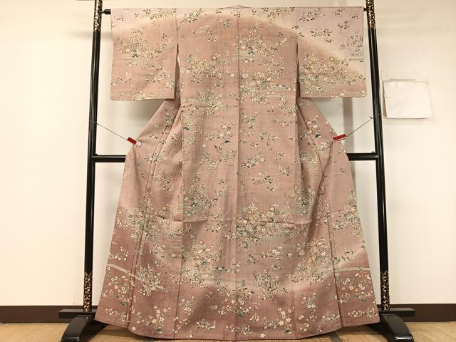 平和屋着物●染織の名門　しょうざん  生紬　訪問着　流水楽器花文　金彩　正絹　逸品　CABA4678vp