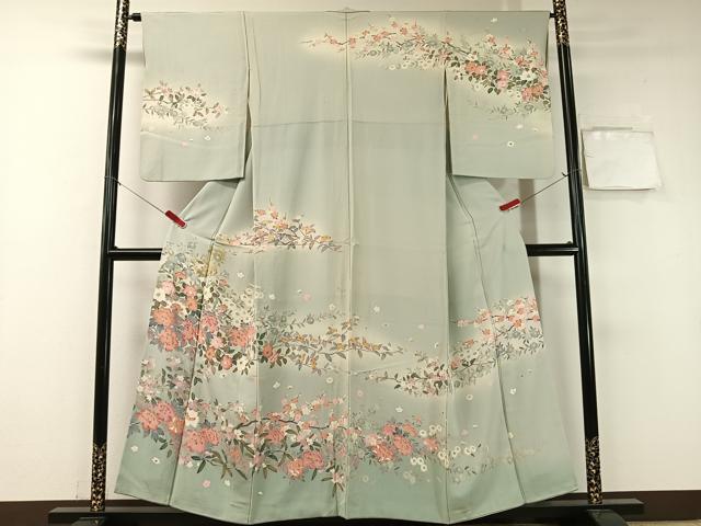 平和屋着物●訪問着　友禅　作家物　枝花文　暈し染め　正絹　逸品　CABA4710vp