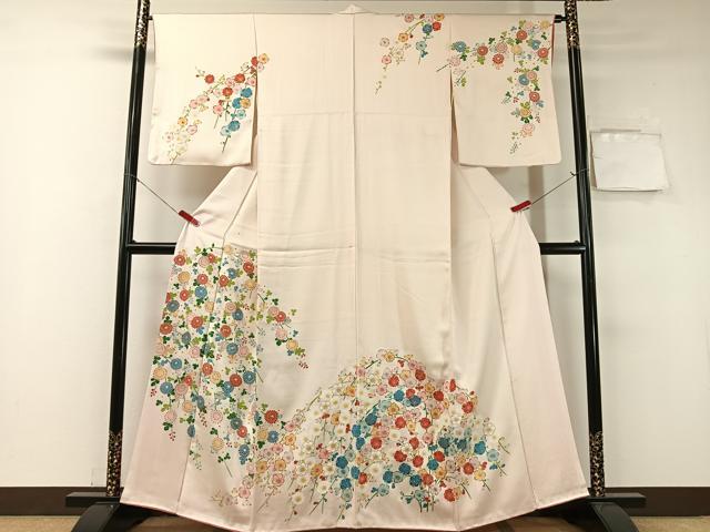 平和屋着物●訪問着　刺繍　枝垂れ花文　金彩　正絹　逸品　CABA4716vp
