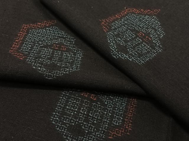 平和屋着物●結城紬　80亀甲　飛び亀甲柄　亀甲重ね花文　正絹　逸品　CABA4718vp