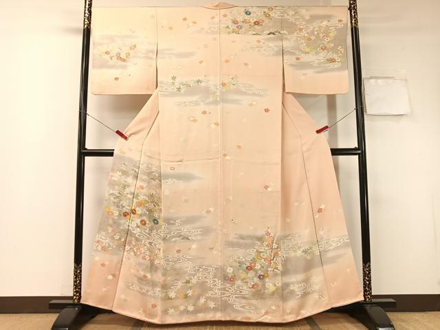 平和屋着物●創業460年・千總　訪問着　駒刺繍　流水松竹梅花文　暈し染め　金彩　正絹　逸品　CABA4751vp