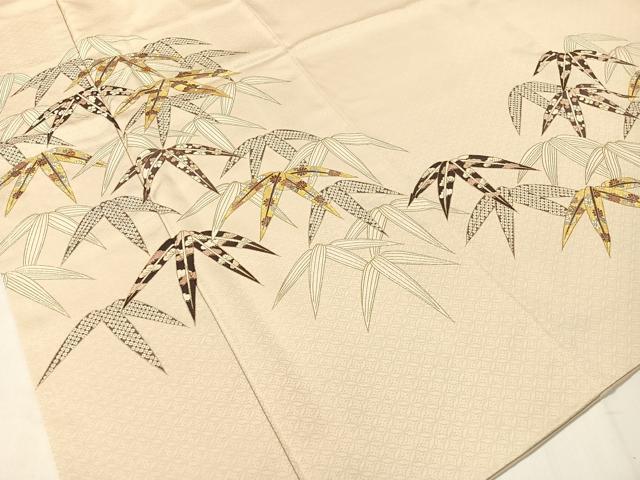 高級和装小物　新品 平和屋着物○銀座きしや 訪問着 駒刺繍 笹花文 金彩