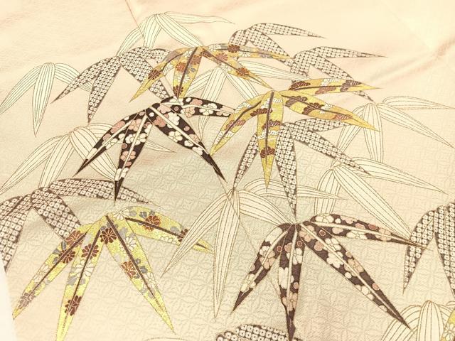 平和屋着物○銀座きしや 訪問着 駒刺繍 笹花文 金彩 正絹 逸品