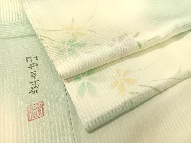 平和屋着物●長襦袢　無双仕立て　作家物　牡丹　草木染　暈し染め　正絹　逸品　CABA4763vp